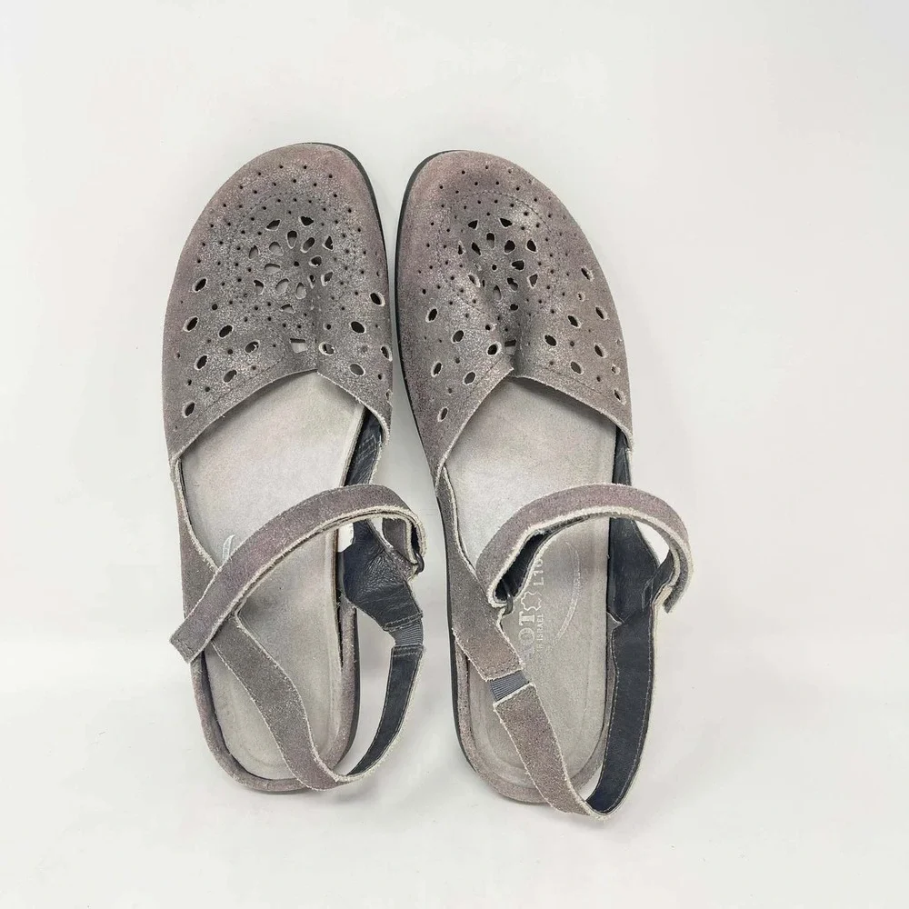 Naot Arataki Slingback Mary Jane Comfort Shoe Womens 41 Gray Shimmer Strappy